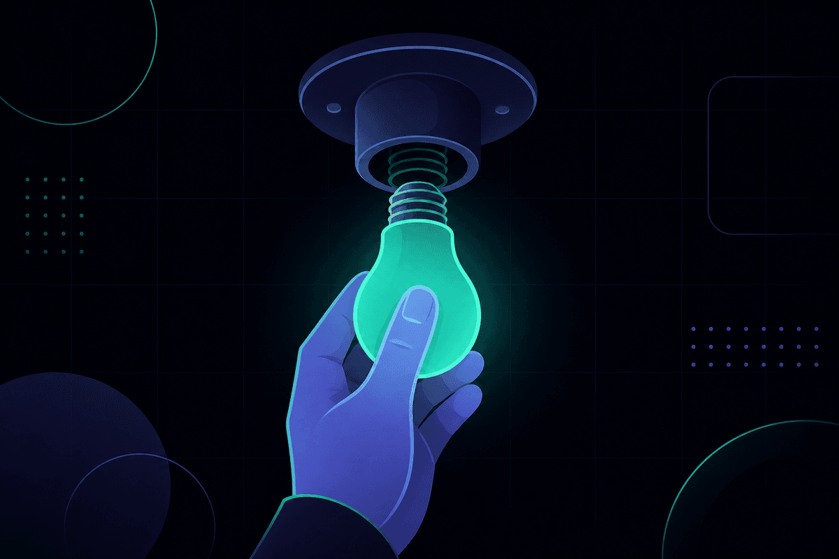 Illustration of a hand safely screwing a light bulb into a simple fixture